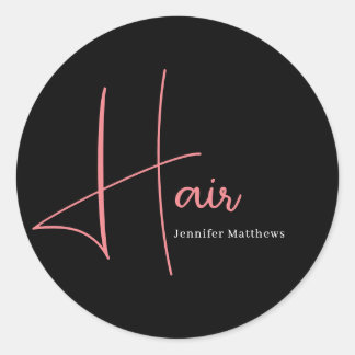 Modern Glam rosa Neonhaar Techniker Maniküre Runder Aufkleber