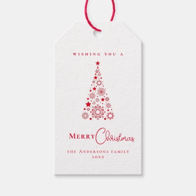 Modern Glam Trendy Red Christmas tree Geschenkanhänger (Vorderseite)