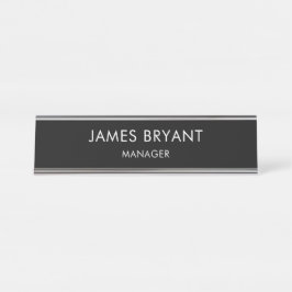 Modern Glassy Golden & Black- Add Logo, Name,Title Schreibtischnamensplakette