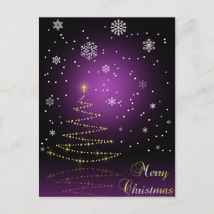 Modern Gleamy Christmas Tree Holiday Postcard Feiertagspostkarte