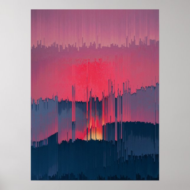 Modern Glitch Horizon Wall Art Poster (Vorne)