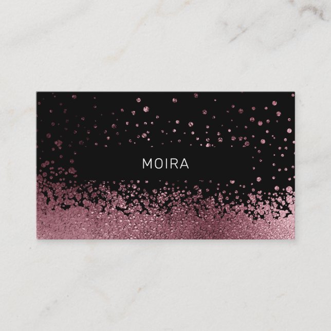 Modern Glitter Drop Rosegold Schwarz Visitenkarte (Vorderseite)