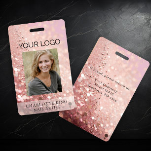 Modern Glitter Employee Photo ID Badge Ausweis