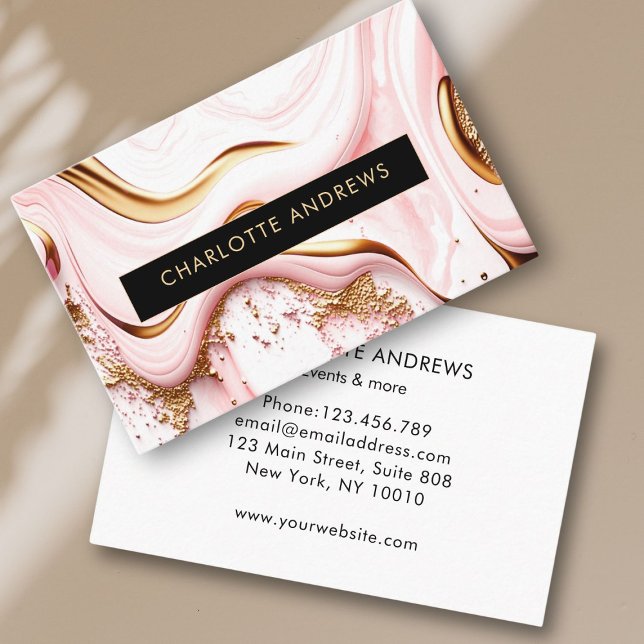 Modern Glitter Gold Marble Salon Visitenkarte (Modern Glitter Gold Marble Salon Business Card)