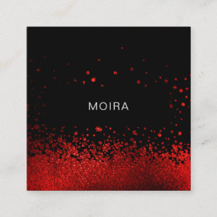 Modern Glitter Rot Schwarz Quadratische Visitenkarte