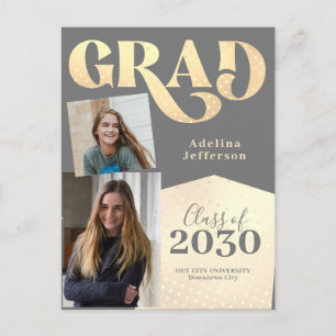 Modern glitter typography photo collage graduation ankündigungspostkarte