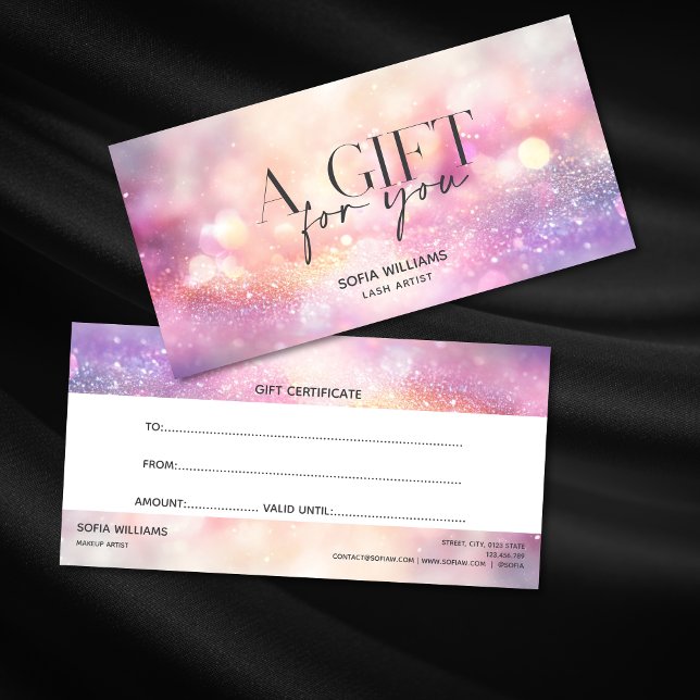 Modern Glitzer Pink Certificate Geschenkkarte (Von Creator hochgeladen)