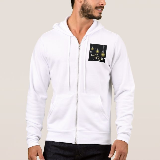 Modern Glowing Light Bulbs Happy New Year Hoodie (Vorderseite)
