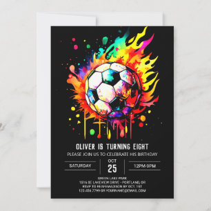 Modern Goal Editable Soccer Birthday Einladung