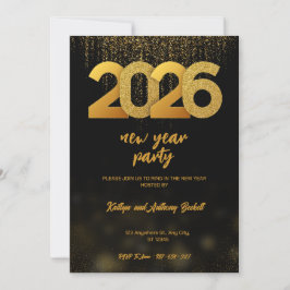 Modern Gold 2026 Neujahrsfeier Digital Einladung