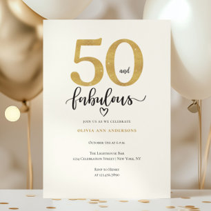 Modern Gold 50 Fantastischer Geburtstag Einladung