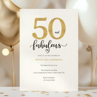 Modern Gold 50 Fantastischer Geburtstag Einladung