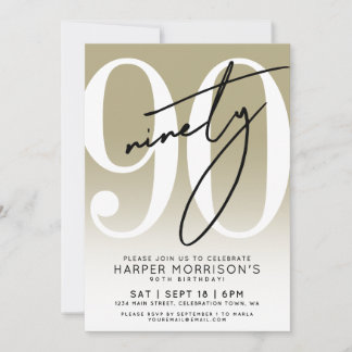 Modern Gold 90th Birthday Party Invitation Einladung