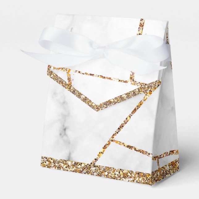 Modern Gold Agate Geode Monogram Geschenkschachtel (Vorderseite)