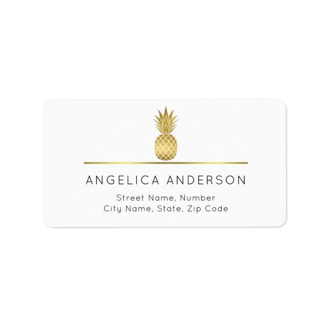 Modern Gold Ananas-Adressbuch Adressaufkleber (Vorne)