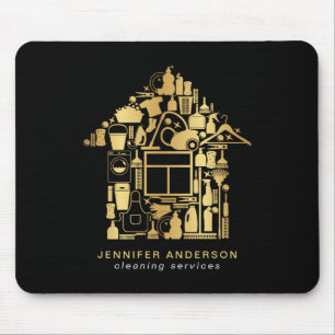 Modern Gold And Black Cleaning Services Mousepad