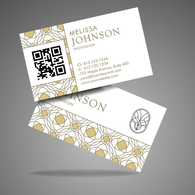 Modern Gold Art Deco Geometric Pattern Visitenkarte (Von Creator hochgeladen)