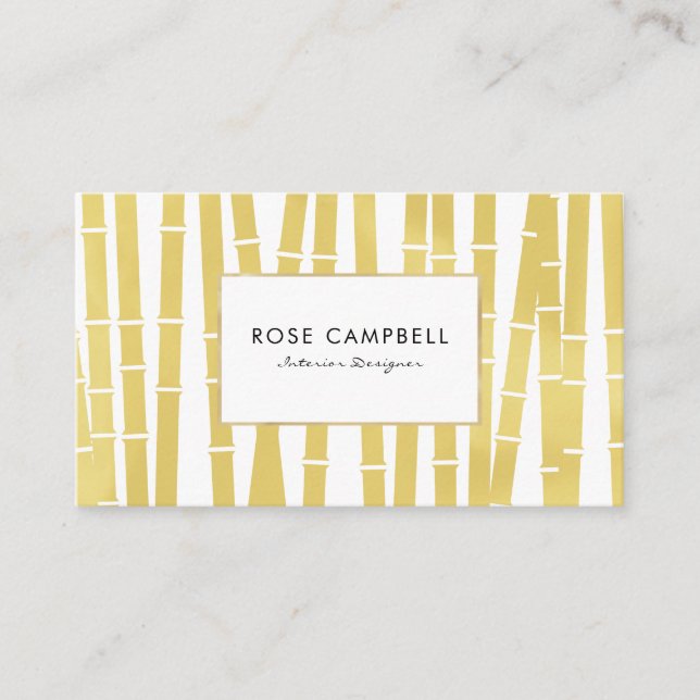 Modern Gold Bamboo Grove Business Card Visitenkarte (Vorderseite)