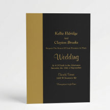 Modern Gold Bar Black Wedding Invitation