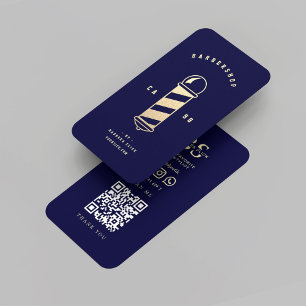 Modern Gold Barber's Pole Barbershop Mitternacht b Visitenkarte