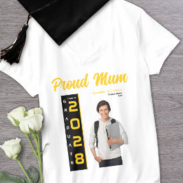 Modern Gold Black Abschluss Foto Proud Mum T-Shirt