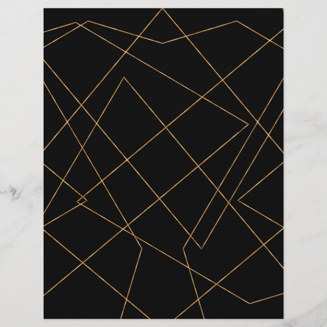 Modern Gold & Black Geometric Strokes Design Briefbogen (Vorderseite)