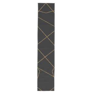 Modern Gold & Black Geometric Strokes Design Mittelgroßer Tischläufer