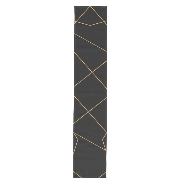 Modern Gold & Black Geometric Strokes Design Mittelgroßer Tischläufer (Vorderseite)