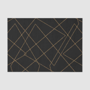 Modern Gold & Black Geometric Strokes Design Seidenpapier