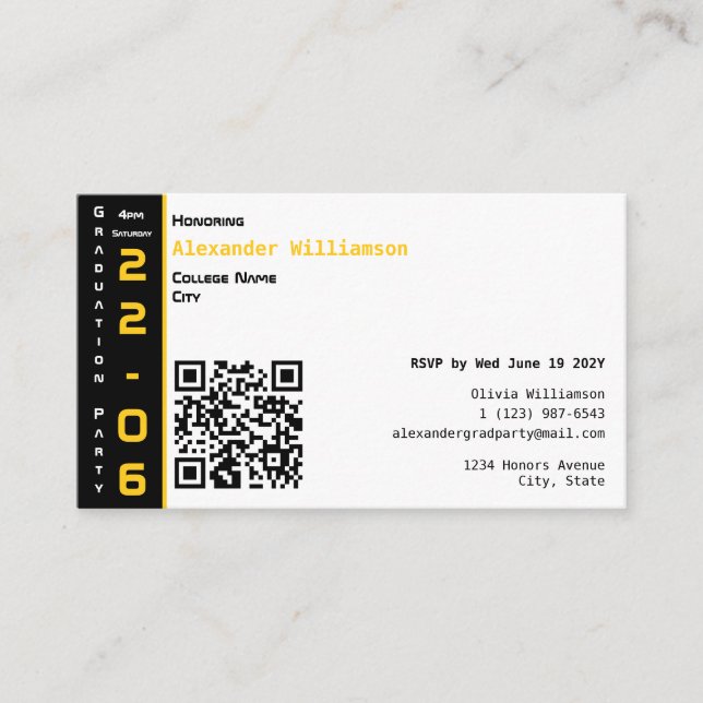 Modern Gold Black Graduation Party Begleitkarte (Vorderseite)