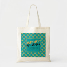 Modern Gold Blue Frohe Weihnachten - Budget Tasche