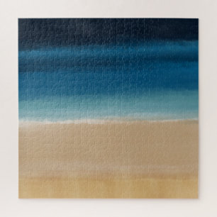 Modern Gold Blue Watercolor Abstrakte Malerei