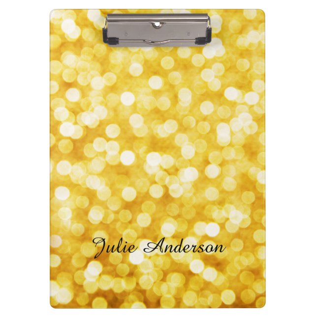 Modern Gold Bokeh Clipboard Klemmbrett (Vorderseite)