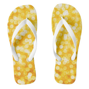 Modern Gold Bokeh Flip Flops