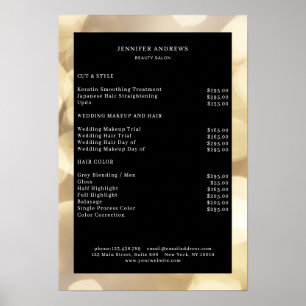 Modern Gold Bokeh Preisliste Poster