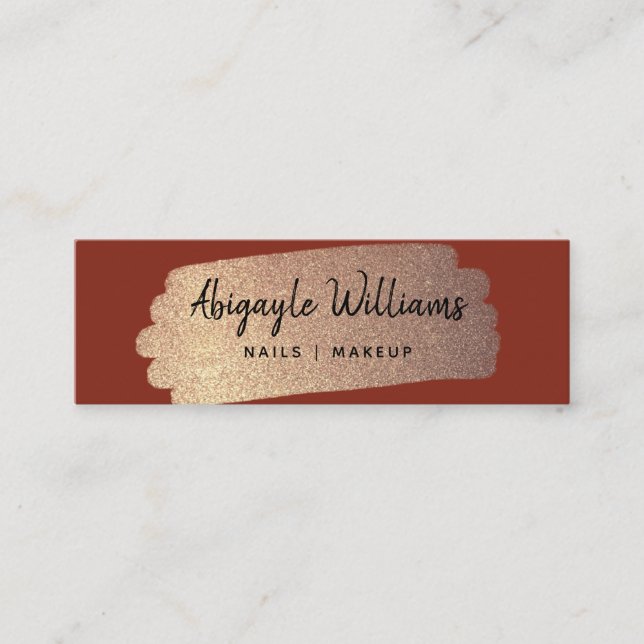 Modern Gold Brush Stroke Mini Visitenkarte (Vorderseite)