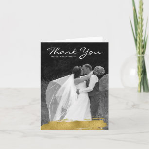 Modern Gold Brushstroke Wedding Danke Card