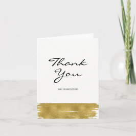 Modern Gold Brushstroke Wedding Danke Card