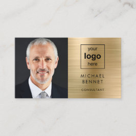 Modern Gold Business Logo Foto Visitenkarte