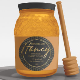 Modern Gold Charcoal Honeycomb Honey Apiary Label Runder Aufkleber