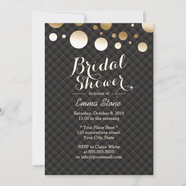 Modern Gold Confetti Dots Elegantes Brautparty Einladung (Vorderseite)