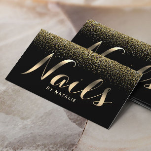Modern Gold Confetti Nail Salon Manicurist Visitenkarte