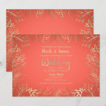 Modern Gold Coral Orange Eleganter Strand Hochzeit