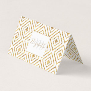 Modern Gold Diamond Shapes Doodles Stamm Ikat Visitenkarten