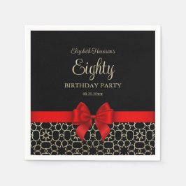 Modern Gold Egypt Geometric Red Bow 80. Geburtstag Serviette