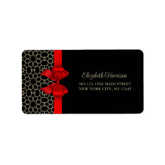 Modern Gold Egypt Geometric Red Bow Birthday Adressaufkleber