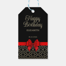 Modern Gold Egypt Geometric Red Bow Happy Birthday Geschenkanhänger