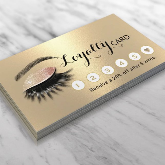 Modern Gold Eyelash Salon Makeup Artist Loyalität Treuekarte (Von Creator hochgeladen)