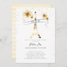 Modern Gold Fireworks Eiffel Paris Brautparty Einladung