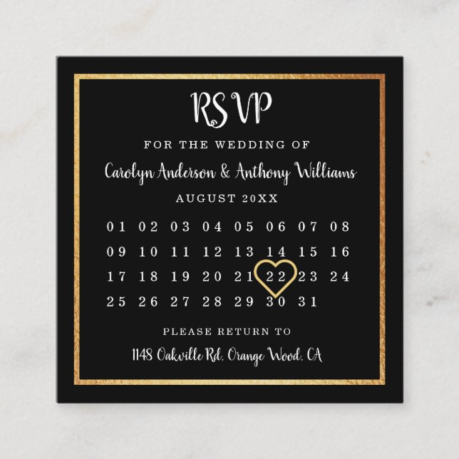 Modern Gold Foil Calendar UAWG Begleitkarte (Vorderseite)